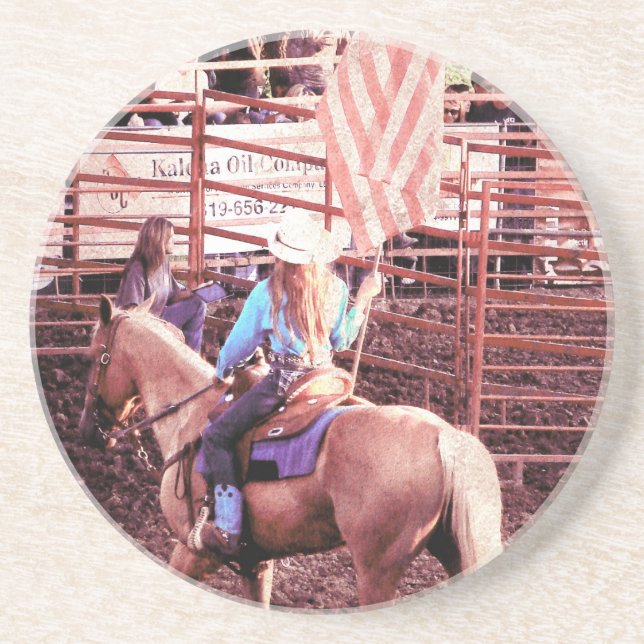 Palomino Rodeo American Flag Horse Coaster (Front)