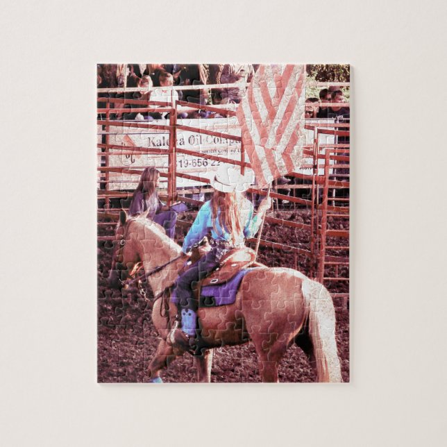Palomino Rodeo American Flag Horse Jigsaw Puzzle (Vertical)