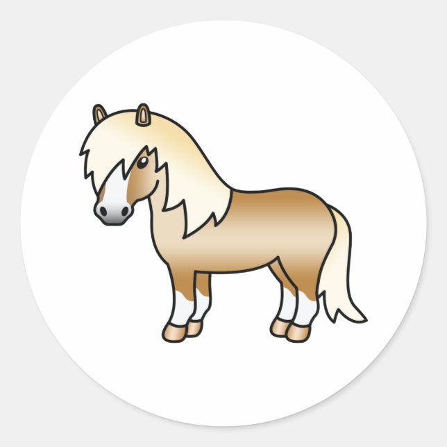 Palomino Shetland Pony Cute Cartoon Illustration Classic Round Sticker (Front)