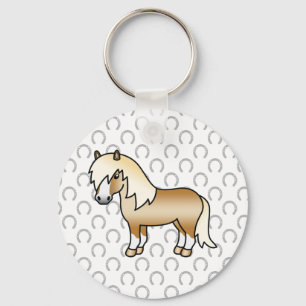 Palomino Shetland Pony Cute Cartoon Illustration Key Ring