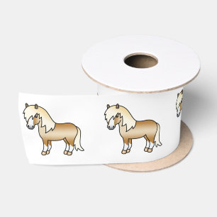 Palomino Shetland Pony Cute Cartoon Illustration Satin Ribbon