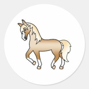 Palomino Trotting Horse Cute Cartoon Illustration Classic Round Sticker