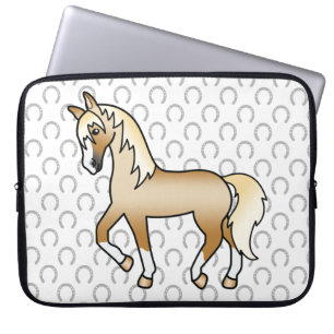Palomino Trotting Horse Cute Cartoon Illustration Laptop Sleeve