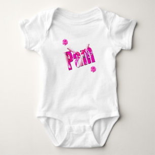 "Pam" Name Made With Australian White Parrots, Baby Bodysuit