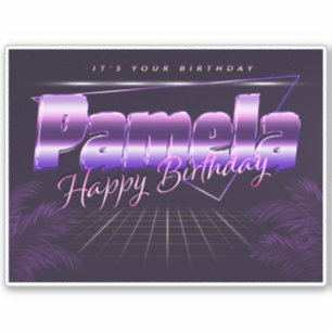 Pamela Name Vorname lila retro Sticker Geburtstag