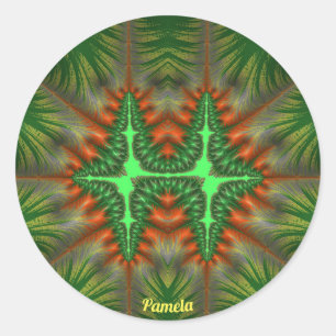 PAMELA PRETTY 3D! Red and Green ~   Classic Round Sticker