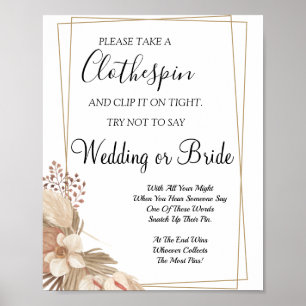 Pampa Grass Clothespin bridal shower game sign