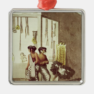 Pampa Indians at a Store in the Indian Market Metal Ornament