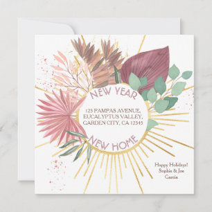 Pampas and Eucalyptus Wreath Holiday Moving Announcement