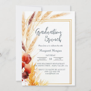 Pampas Autumn Beige Bridal Brunch Invitation