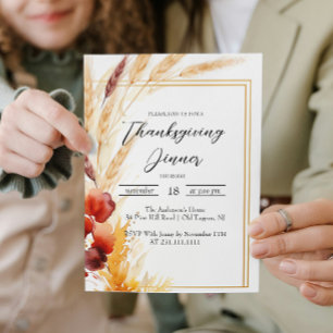 Pampas Autumn Thanksgiving Dinner Invitation
