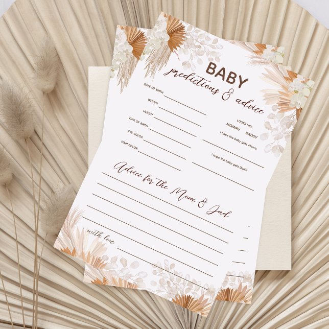 Pampas Baby Predictions & Advice Baby Shower Game Flyer (Creator Uploaded)