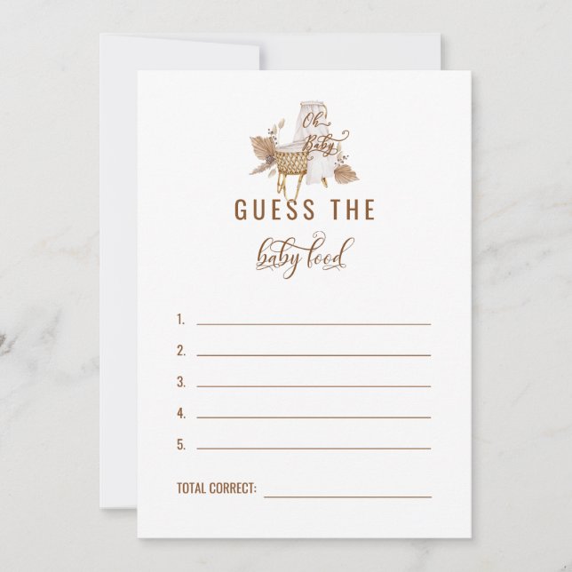 Pampas Baby Shower Guess the Baby Food Answer II I Invitation (Front)