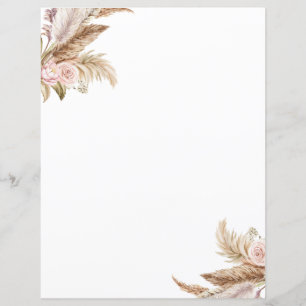 Pampas Boho Floral Stationery Paper