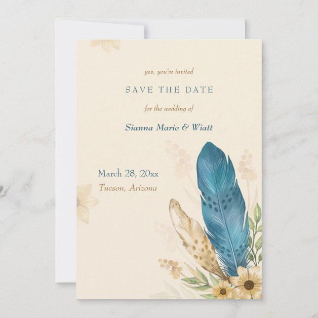 Pampas Boho Save the Date Announcement (Front)