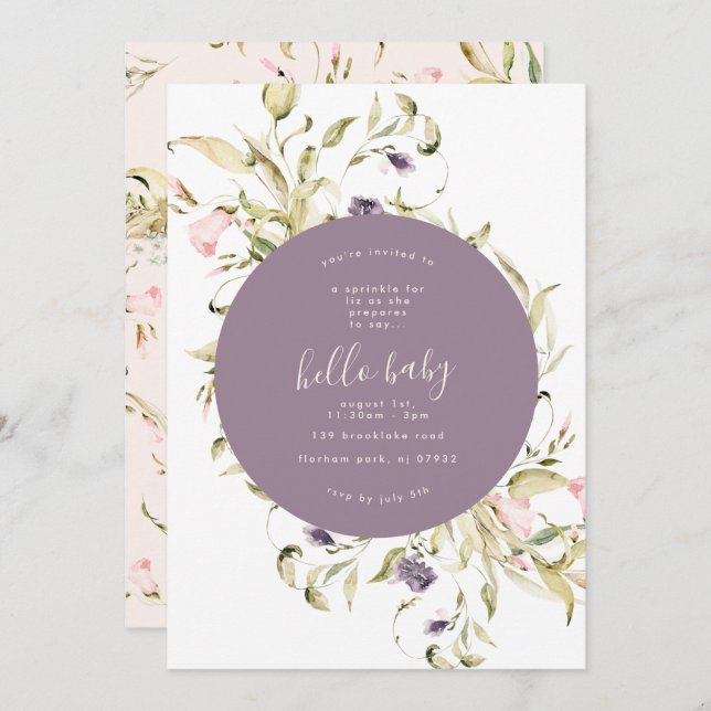 Pampas Boho Wildflower Botanical Hello Baby Shower Invitation (Front/Back)