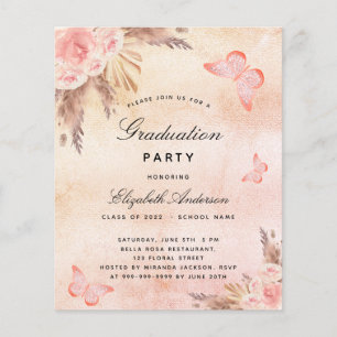 Pampas butterflies boho budget Graduation Party