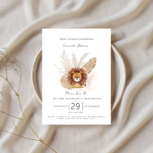 Pampas cute Lion baby shower invitation 