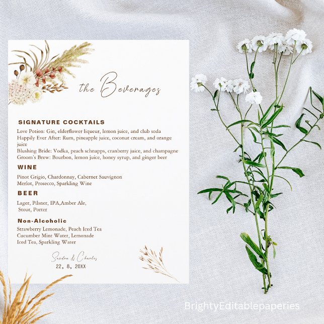 Pampas Drink Menu Template (Creator Uploaded)