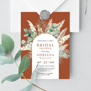 Pampas Eucalyptus Arch Terracotta Bridal Shower Invitation