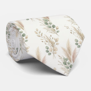  Pampas Eucalyptus Dried Botanical Garland Pattern Tie