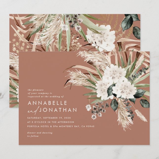 Pampas eucalyptus modern rustic terracotta wedding (Front/Back)