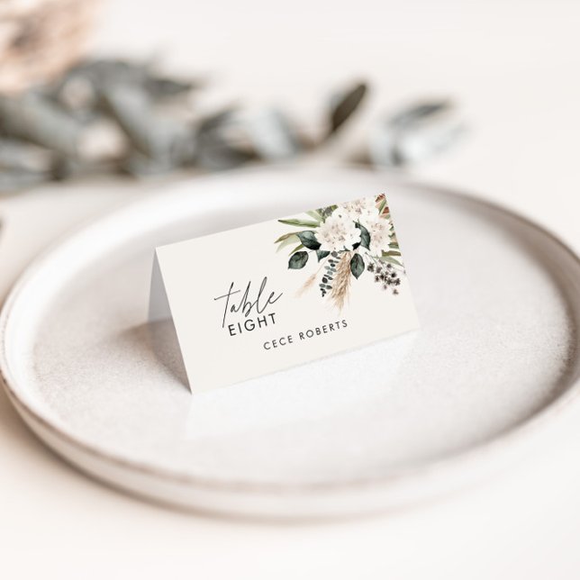 Pampas eucalyptus sage green modern rustic wedding place card (Creator Uploaded)