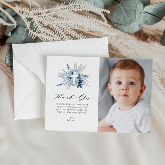 pampas first communion photo thank you card (Creator Uploaded)