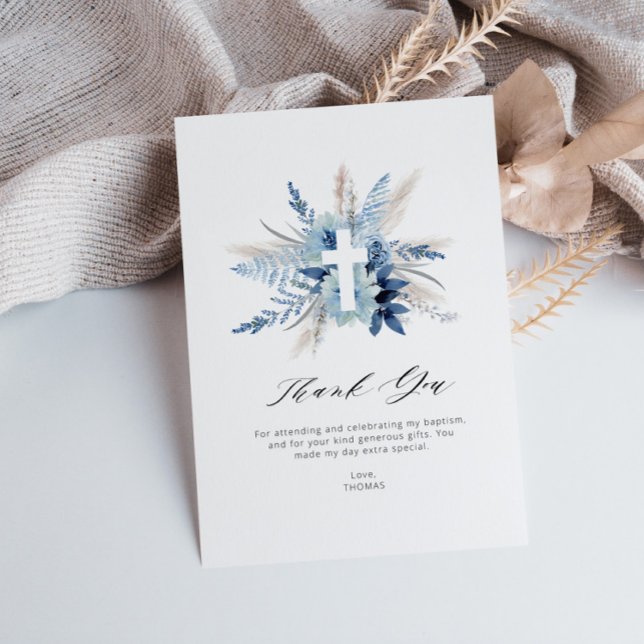 pampas floral baptism thank you card (Creator Uploaded)