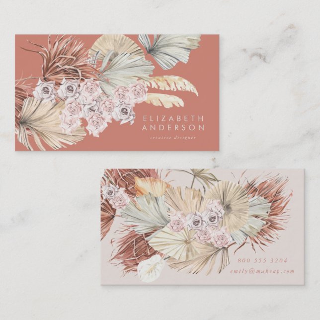 Pampas Florist Terracotta Coral Desert Premium Business Card (Front/Back)