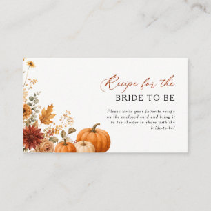 Pampas Gras Floral Pumpkin Bridal Shower Recipe Enclosure Card