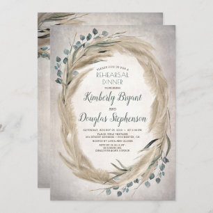 Pampas Grass and Greenery Boho Rehearsal Dinner Invitation