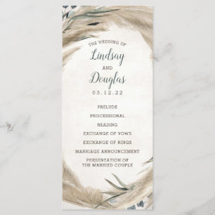 Pampas Grass and Greenery Boho Wedding Programs