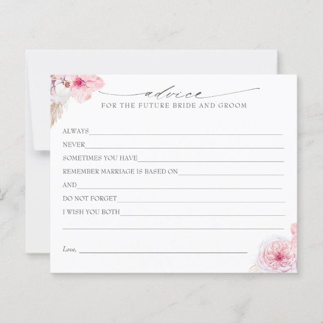 Pampas Grass and Pink Tropical Flowers Advice Card (Front)