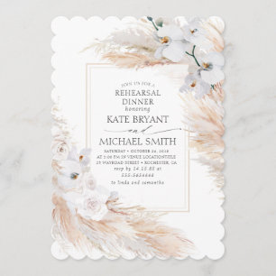 Pampas Grass and White Orchids Rehearsal Dinner Invitation