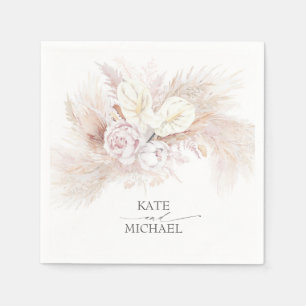 Pampas Grass Anthuriums Elegant Tropical Napkin