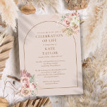 Pampas Grass Arch Celebration Of Life Funeral  Postcard<br><div class="desc">Elegant floral pampas grass watercolors and chic arch frame the celebration of life,  and funeral details that are set in modern gold typography on a soft blush pink background. Designed by Thisisnotme©</div>
