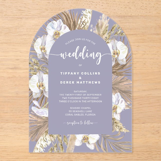 Pampas Grass Arch Wedding Invitation (Front)