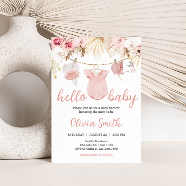 Pampas Grass Baby Clothes Baby Shower Invitation (Baby Clothes Pampas Grass Baby Shower Invitation)
