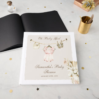 Pampas Grass Baby Girl Clothesline Baby Shower Guest Book