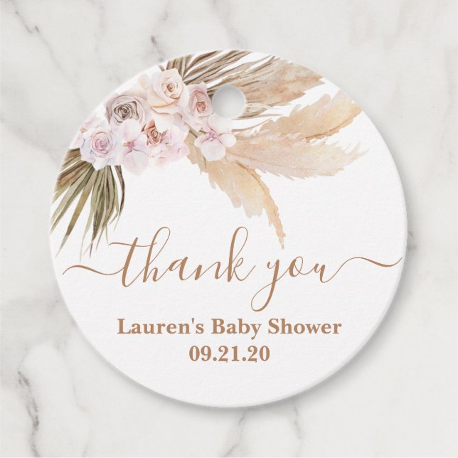 Pampas Grass Baby Shower Favour Tags (Front)