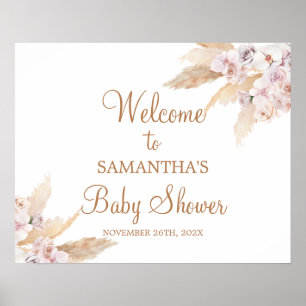 Pampas Grass Baby Shower Girl Welcome sign