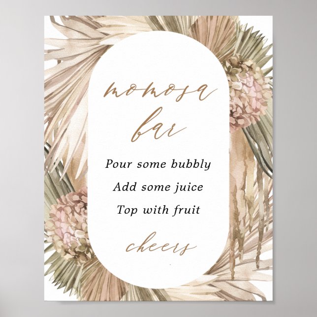Pampas Grass Baby Shower Momosa Bar Poster (Front)