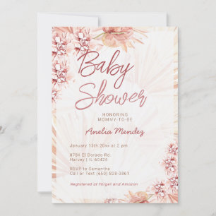 Pampas Grass Baby Shower Neutral Girl Boy Bohemian Invitation