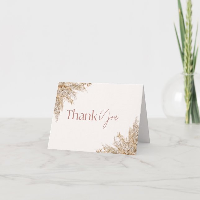 Pampas Grass Baby Shower Thank You Card | Neutral  (Front)