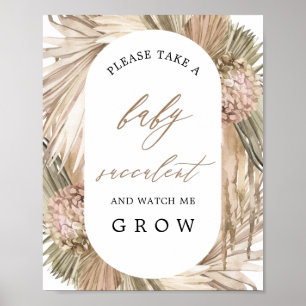 Pampas Grass Baby Succulent Baby Shower Sign