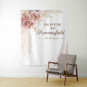 Pampas Grass Backdrop Terracotta Bridal Shower Tapestry