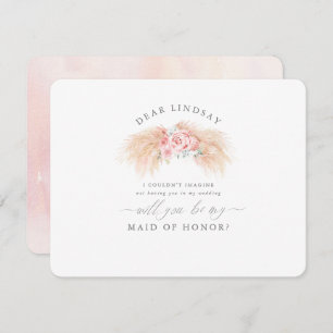 Pampas Grass Blush Bridesmaid Proposal Invitation
