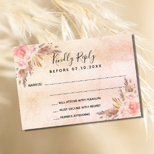 Pampas grass blush florals boho RSVP