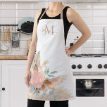 Pampas Grass Blush Pink Floral Monogram Apron<br><div class="desc">This stylish apron is decorated with watercolor pampas grass,  eucalyptus,  and dried florals.
Easily customisable with your monogram and name.
Because we create our artwork you won't find this exact image from other designers.
Original Watercolor © Michele Davies.</div>